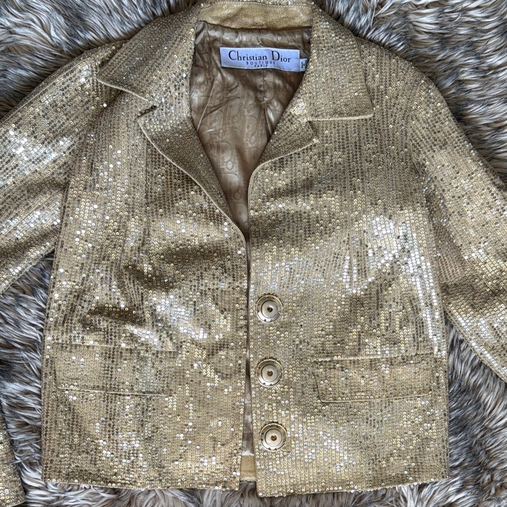 Christian Dior Women's Gold Sequin Blazer